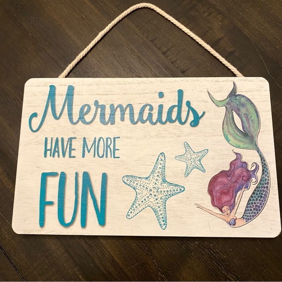 Mermaids Have More Fun Sign Beach Home Decor Wall Art - Picture 2 of 8